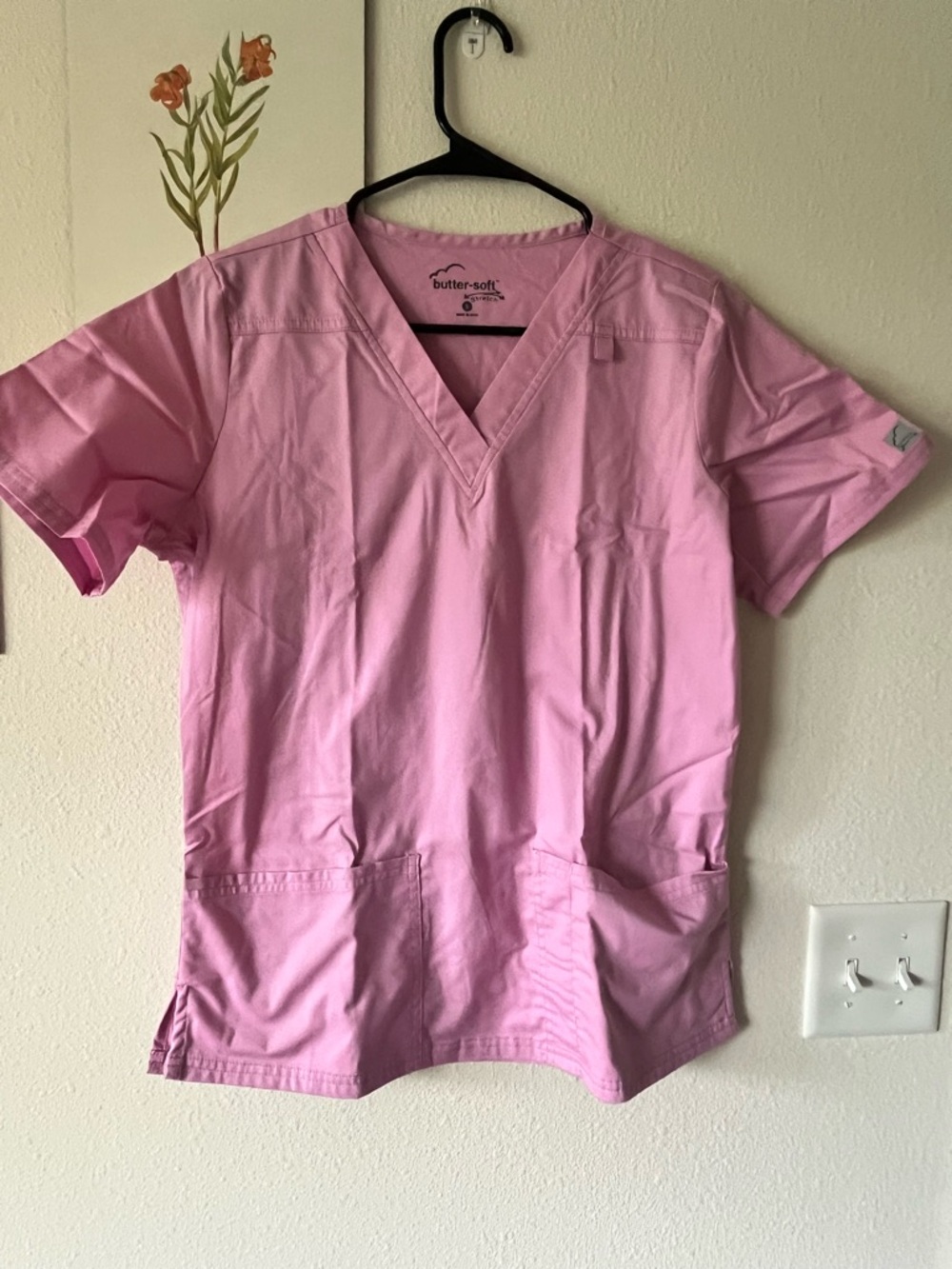 Butter-soft Pink V-Neck Scrub Top